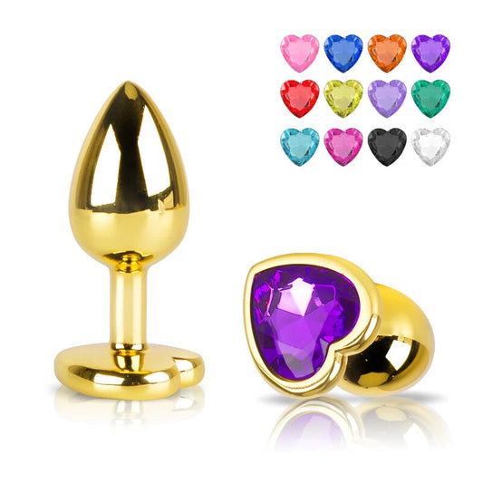 Plug anal metálico corazón Dorado surtido de colores y tallas