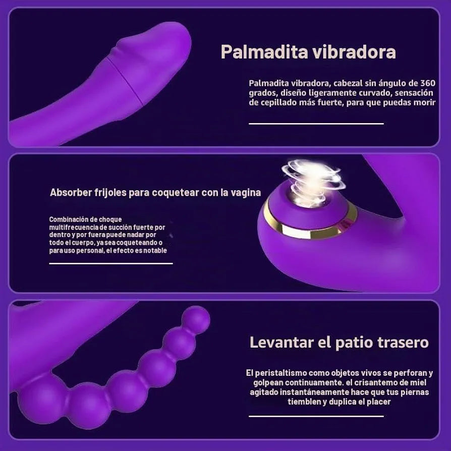 Vibrador Femenino 3 en 1 Triple Estimulación con Perlas Anales