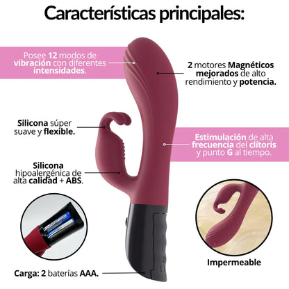 Vibrador Rabbit Doble Estimulación 12 Modos