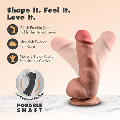 Dildo realista Dr Skin posable 7 pulgadas grueso con ventosa