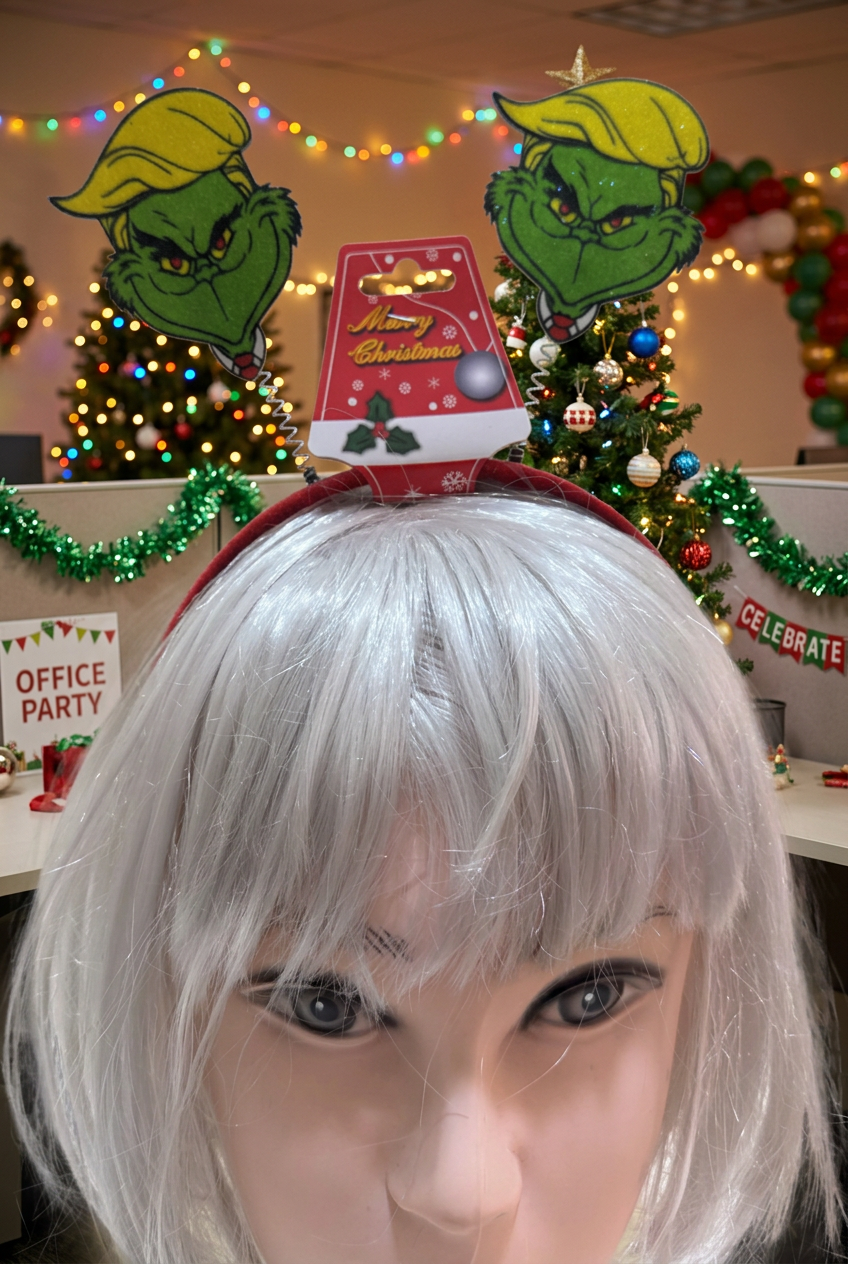 Vincha Grinch pelo amarillo
