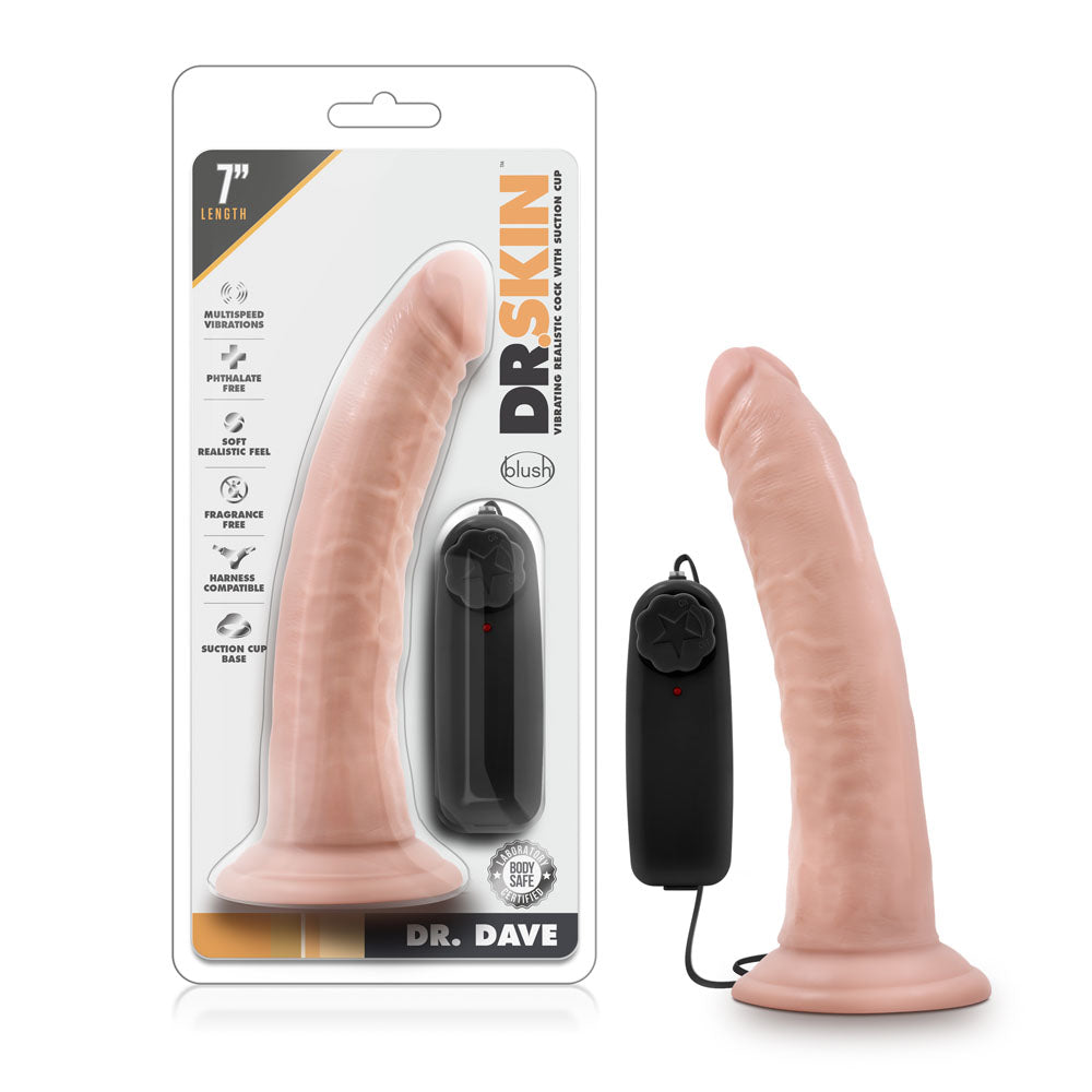 DR. SKIN - DR . DAVE -  DILDO VIBRADOR DE 7 PULGADAS CON VENTOSA